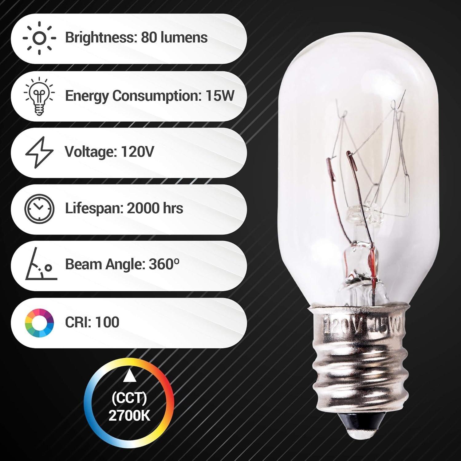 [Lifetime Warranty] E12 T20 15W Salt Rock Lamp Bulb 120V 2700K Warm White Light - Pack of 14 image 6