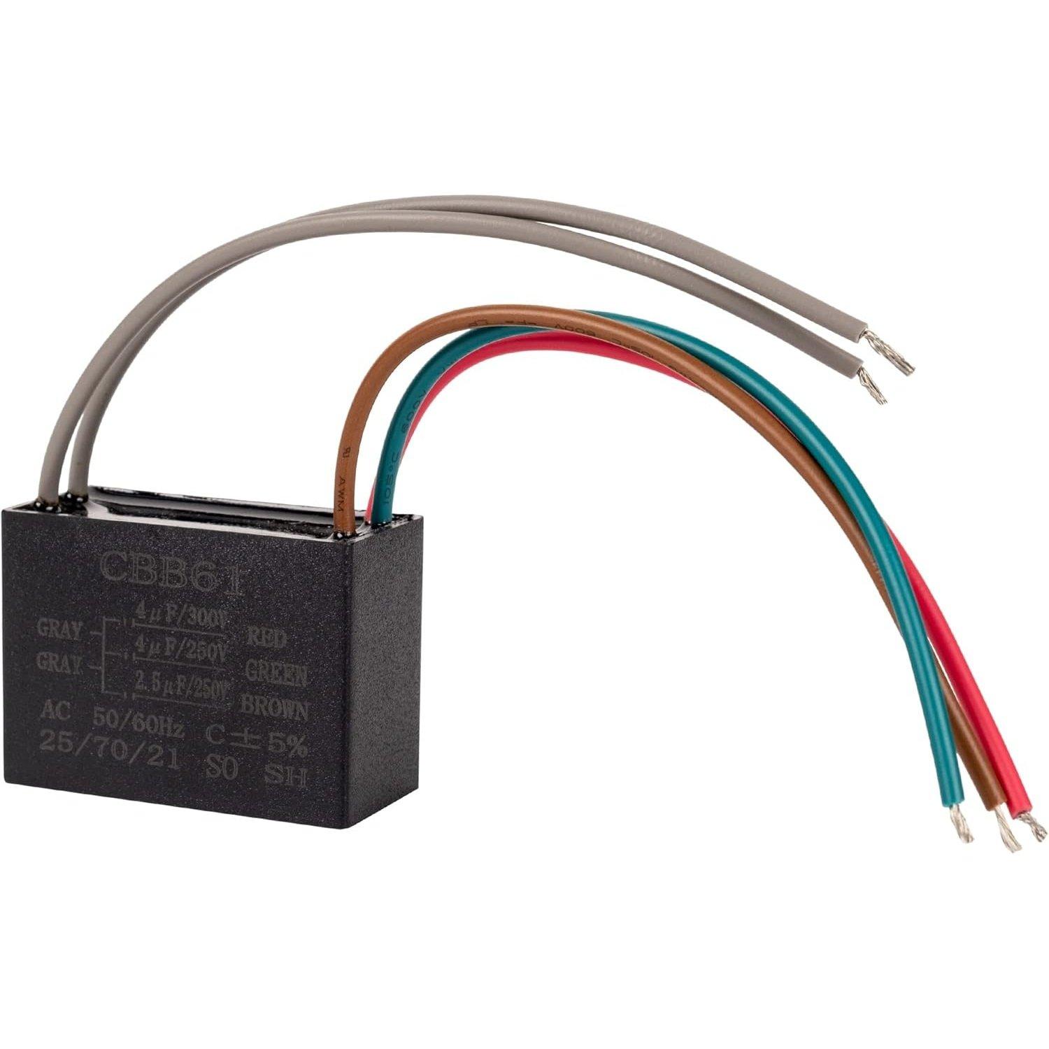 [Lifetime Warranty] CBB61 4uf+4uf+2.5uf 5-Wire 250V/300V AC Ceiling Fan Capacitor image 0