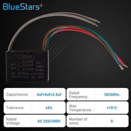 [Lifetime Warranty] CBB61 4uf+4uf+2.5uf 5-Wire 250V/300V AC Ceiling Fan Capacitor thumbnail 1