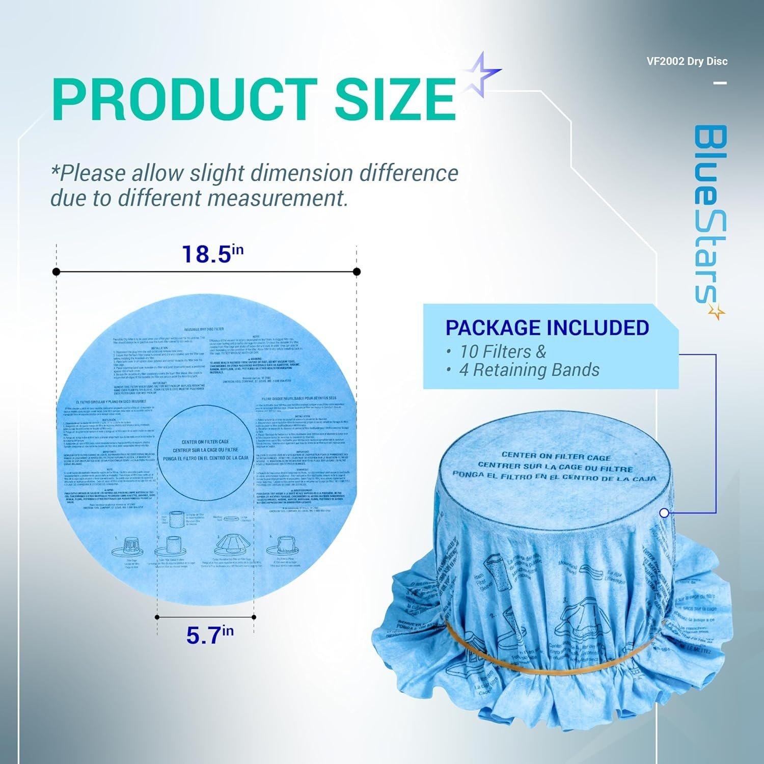 [Lifetime Warranty] VF2002 90107 Wet Dry Disc Vacuum Filters for 5 Gallon and Larger ShopVac Wet Dry Vacuum Cleaners above MACS-200D SS11-450 Vacmaster - Pack of 10 image 2