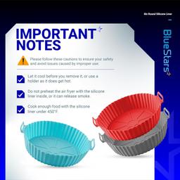 [Lifetime Warranty] 8-Inch Air Fryer Silicone Liners for 3 to 5 QT Air Fryer - Reusable Silicone Pot Bowl, Baking Tray Basket, Cooking Oven Accessories - Pack of 3 thumbnail 2
