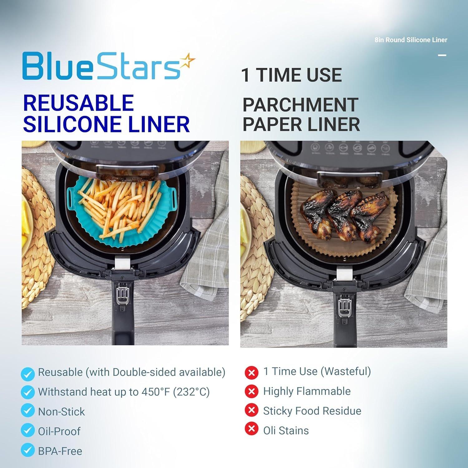 [Lifetime Warranty] 8-Inch Air Fryer Silicone Liners for 3 to 5 QT Air Fryer - Reusable Silicone Pot Bowl, Baking Tray Basket, Cooking Oven Accessories - Pack of 3 image 4