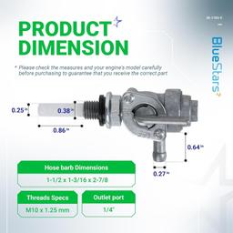 [Lifetime Warranty] 28-1783-V Generator Fuel Tank Shut Off Valve Switch Petcock thumbnail 1