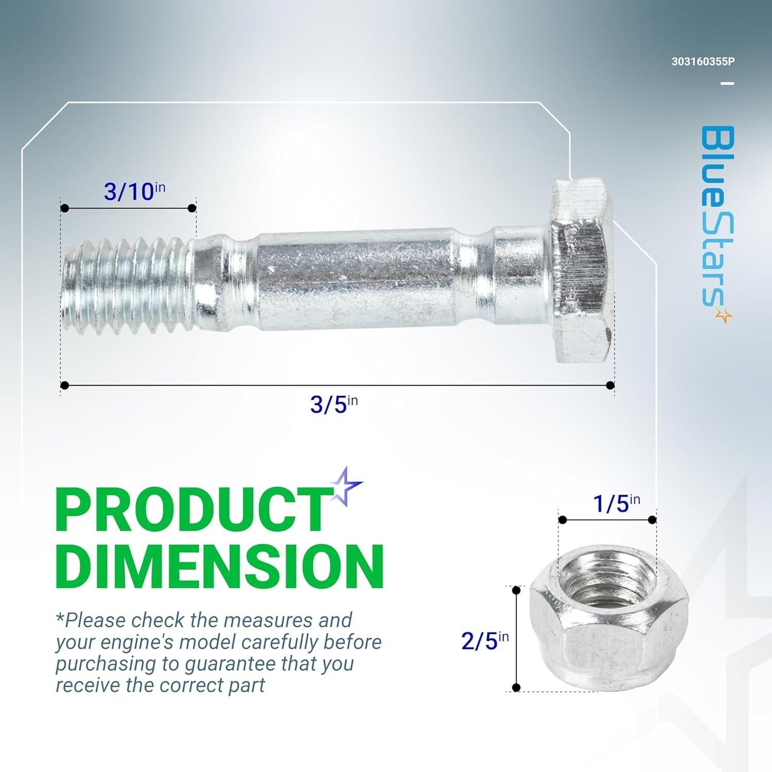 [Lifetime Warranty] 303160355P 303160355 Snow Blower Shear Pins and Nuts - Pack of 4 image 6