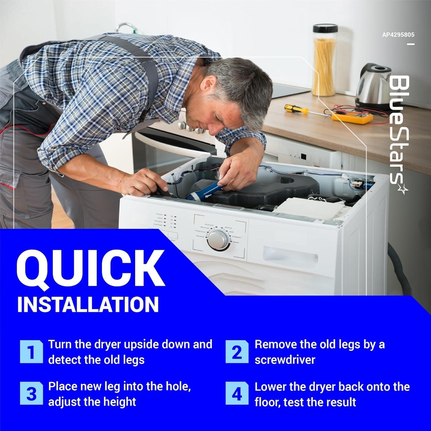 49621 AP4295805 Dryer Leveling Leg Feet image 2