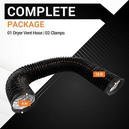 4-inch Diameter 16ft Length Hose Dryer Vent Included 2 Clamps for HVAC Ventilation thumbnail 4