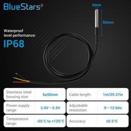 [Lifetime Warranty] DS18B20 1-Wire Temperature Sensor Waterproof Digital Stainless Steel - Pack of 5 thumbnail 5