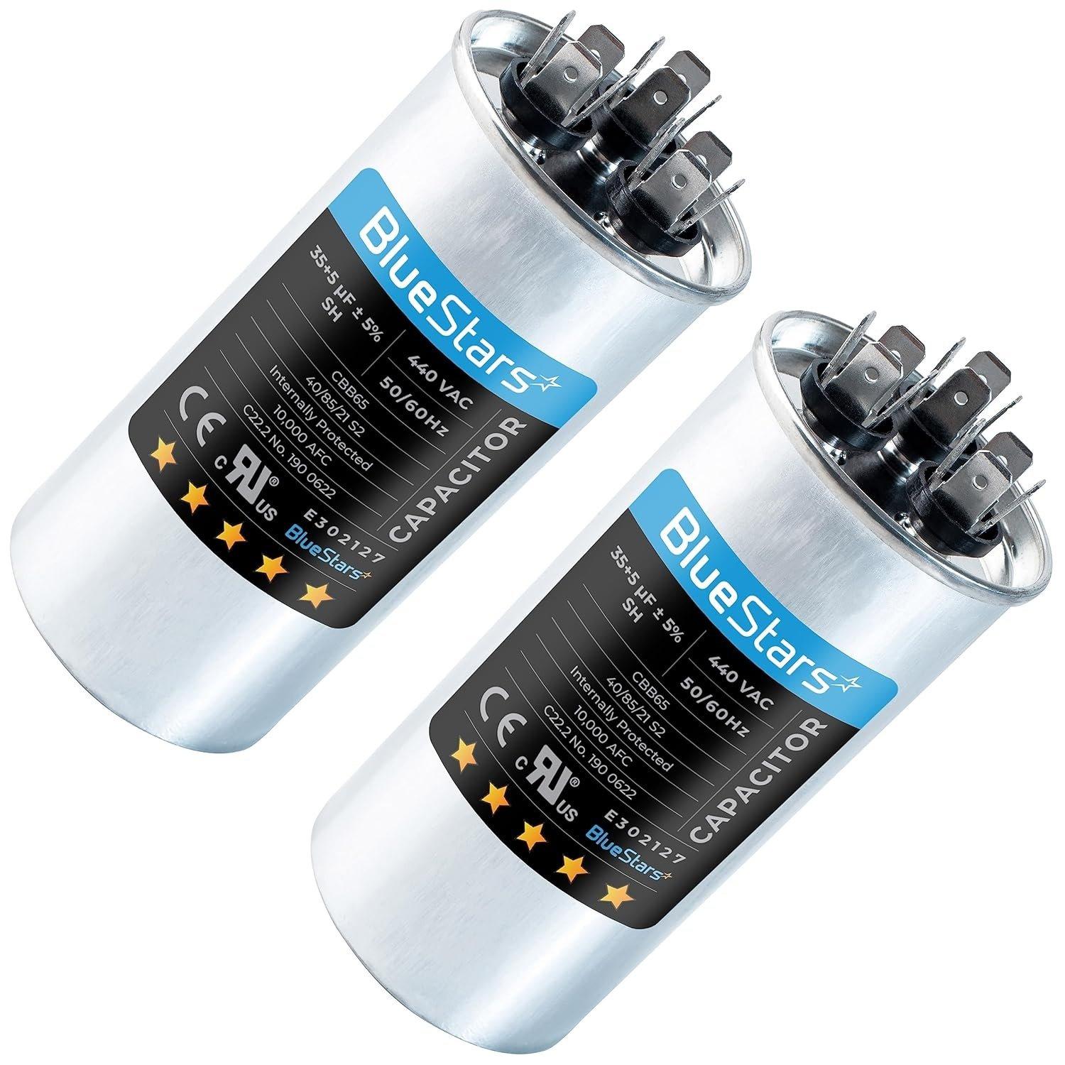 [Lifetime Warranty] 35+5 uF MFD 370/440 VAC Dual Run Round Capacitor - Fits AC Unit Fan Motor, Heat Pump - Replaces 97F9834 - Pack of 2 image 0
