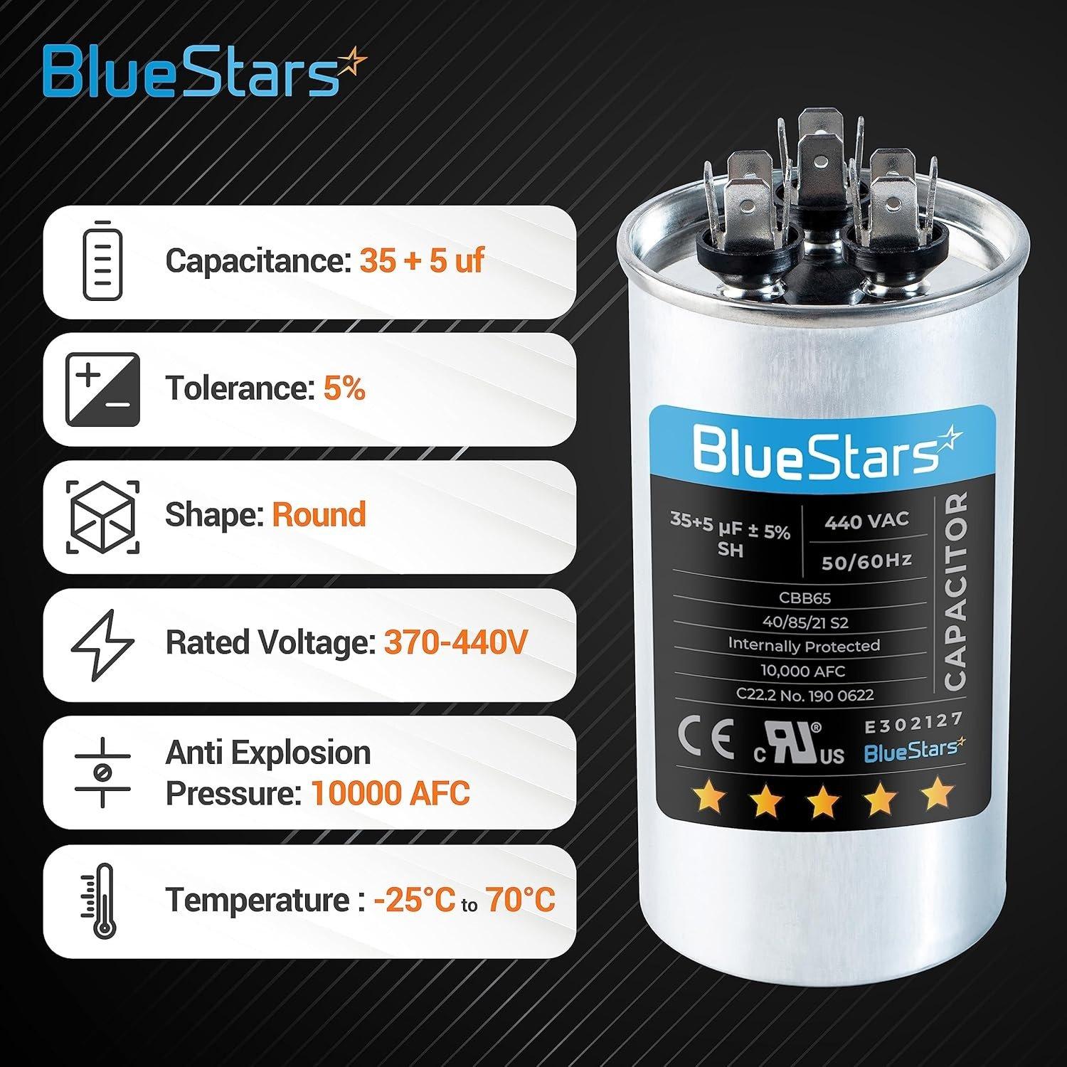[Lifetime Warranty] 35+5 uF MFD 370/440 VAC Dual Run Round Capacitor - Fits AC Unit Fan Motor, Heat Pump - Replaces 97F9834 - Pack of 2 image 1