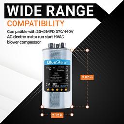 [Lifetime Warranty] 35+5 uF MFD 370/440 VAC Dual Run Round Capacitor - Fits AC Unit Fan Motor, Heat Pump - Replaces 97F9834 - Pack of 2 thumbnail 2