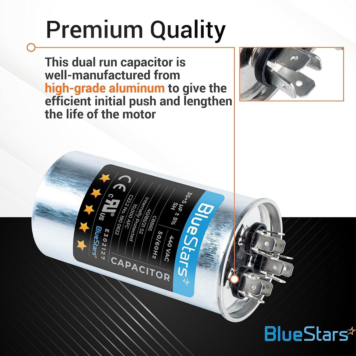 [Lifetime Warranty] 35+5 uF MFD 370/440 VAC Dual Run Round Capacitor - Fits AC Unit Fan Motor, Heat Pump - Replaces 97F9834 - Pack of 2 image 4