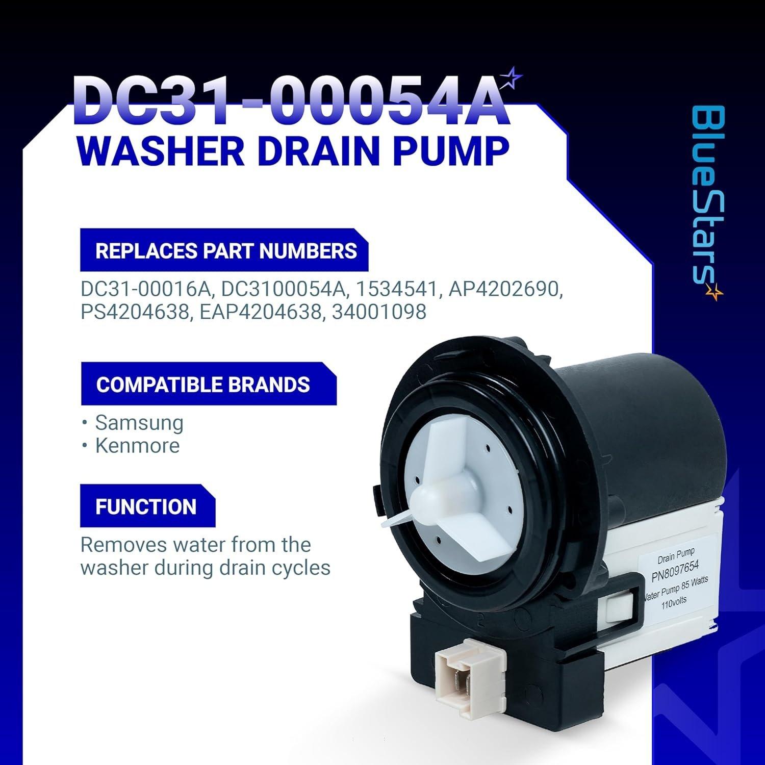 [Lifetime Warranty] DC31-00054A Washer Drain Pump Motor Assembly - Compatible with Samsung Maytag Kenmore Washing Machines - Replaces AP4202690 DC31-00016A 1534541 PS4204638 62902090 image 7
