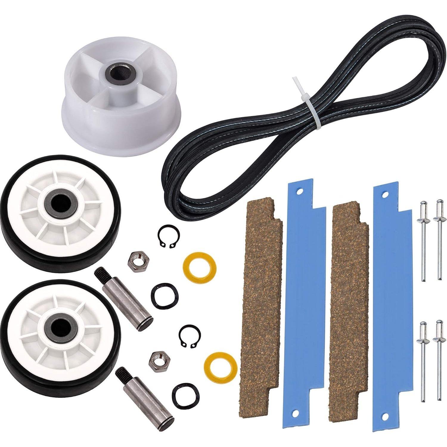 [Lifetime Warranty] 12001541 303373 Dryer Roller Kit, 306508 Drum Bearing Kit, WP6-3700340 Idler Pulley & WP33002535 Drum Belt - Fit for Crosley Jenn-Air Maytag Neptune 3000 Series MDE6000AYW MDE5500AYW image 0