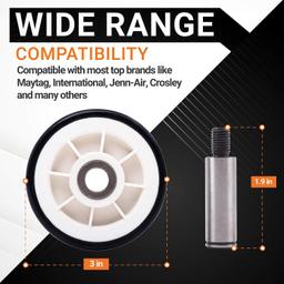 [Lifetime Warranty] 12001541 303373 Dryer Roller Kit, 306508 Drum Bearing Kit, WP6-3700340 Idler Pulley & WP33002535 Drum Belt - Fit for Crosley Jenn-Air Maytag Neptune 3000 Series MDE6000AYW MDE5500AYW thumbnail 1