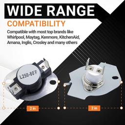 [Lifetime Warranty] 279816 Dryer Thermal Cut-off Kit - Compatible with Whirlpool Kenmore Maytag Amana Dryers - Replaces 3399848 AP3094244 PS334299 3977393 WED6200SW1 NED4600YQ0 NED4600YQ1 NED4655EW1 thumbnail 1