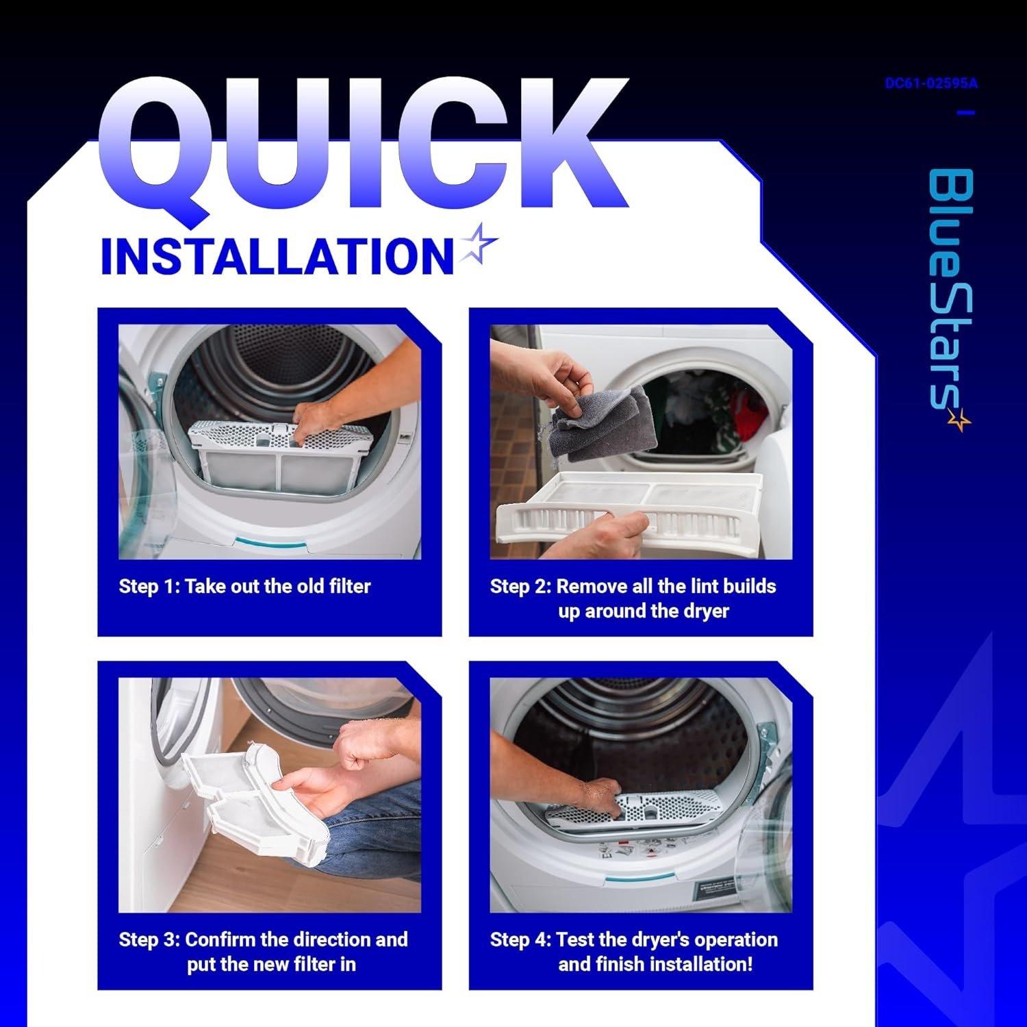 [Lifetime Warranty] DV42H5200EP DV45K6500EV DVE45M5500W DV42H5000EW Dryer Lint Filter Trap DC61-02595A with Brush - Compatible with Samsung Dryer - Replaces 2069505 PS4206799 AP4578777 image 1