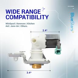 [Lifetime Warranty] W10158389 Dishwasher Water Inlet Valve Replacement - Compatible with Whirlpool Kenmore Dishwashers - Replaces AP6015932 8558986 8558987 8558988 8563405 8563406 8563407 W10158387 thumbnail 2