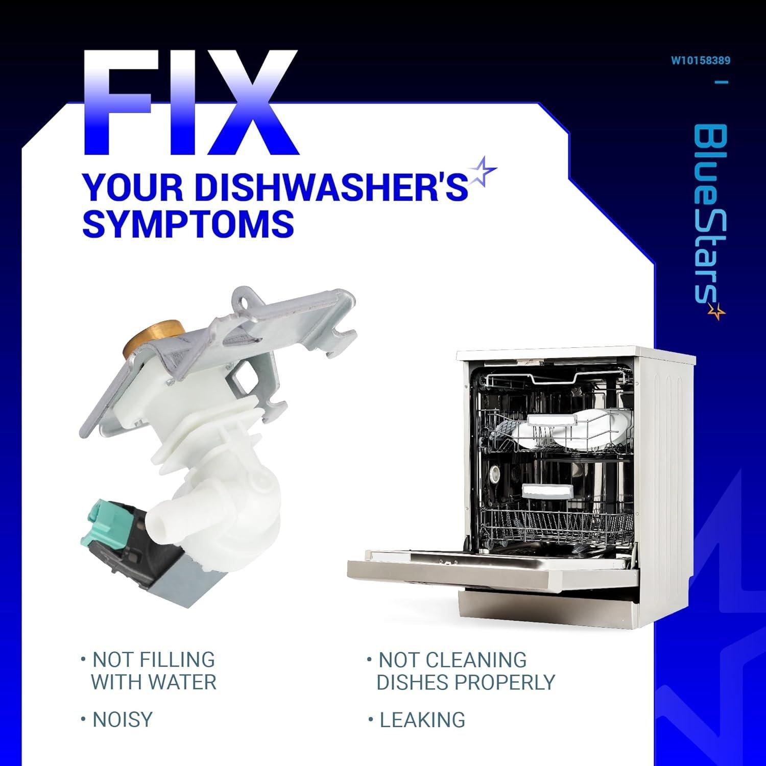 [Lifetime Warranty] W10158389 Dishwasher Water Inlet Valve Replacement - Compatible with Whirlpool Kenmore Dishwashers - Replaces AP6015932 8558986 8558987 8558988 8563405 8563406 8563407 W10158387 image 1