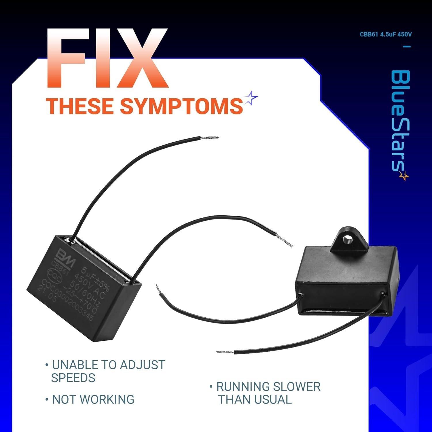 [Lifetime Warranty] CBB61 5 uF 2-Wire 250V 450V AC Ceiling Fan Capacitor image 2