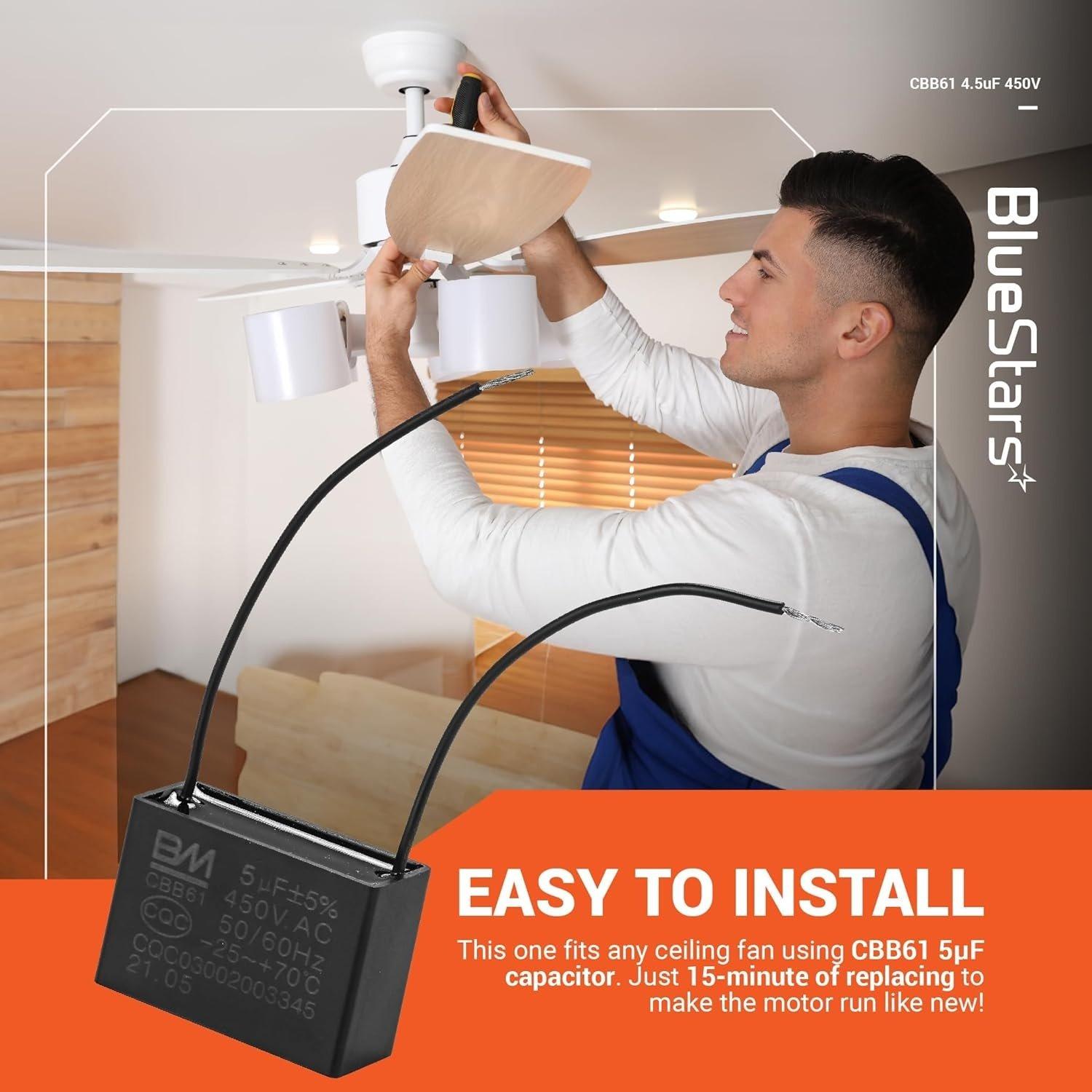 [Lifetime Warranty] CBB61 5 uF 2-Wire 250V 450V AC Ceiling Fan Capacitor image 6