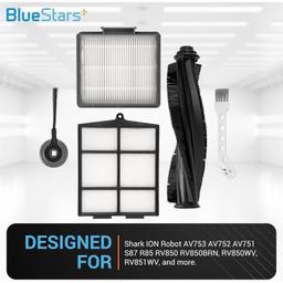 [Lifetime Warranty] Accessories Kit for Shark ION R85 RV850 S86 S87 R71 R72 R75 RV761 RV771 RV871 AV751 AV752 AV753 Vacuum Cleaner - 6 Side Brushes, 3 Hepa Filter, 1Main Brush, 1 Filter Guard, 1 Cleaning Brush thumbnail 6