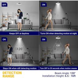[Lifetime Warranty] Motion Sensor Light Bulbs 12W (100W Equivalent), E26 Dusk to Dawn Motion Detector Security LED Bulb 5000K Daylight - Pack of 4 thumbnail 3