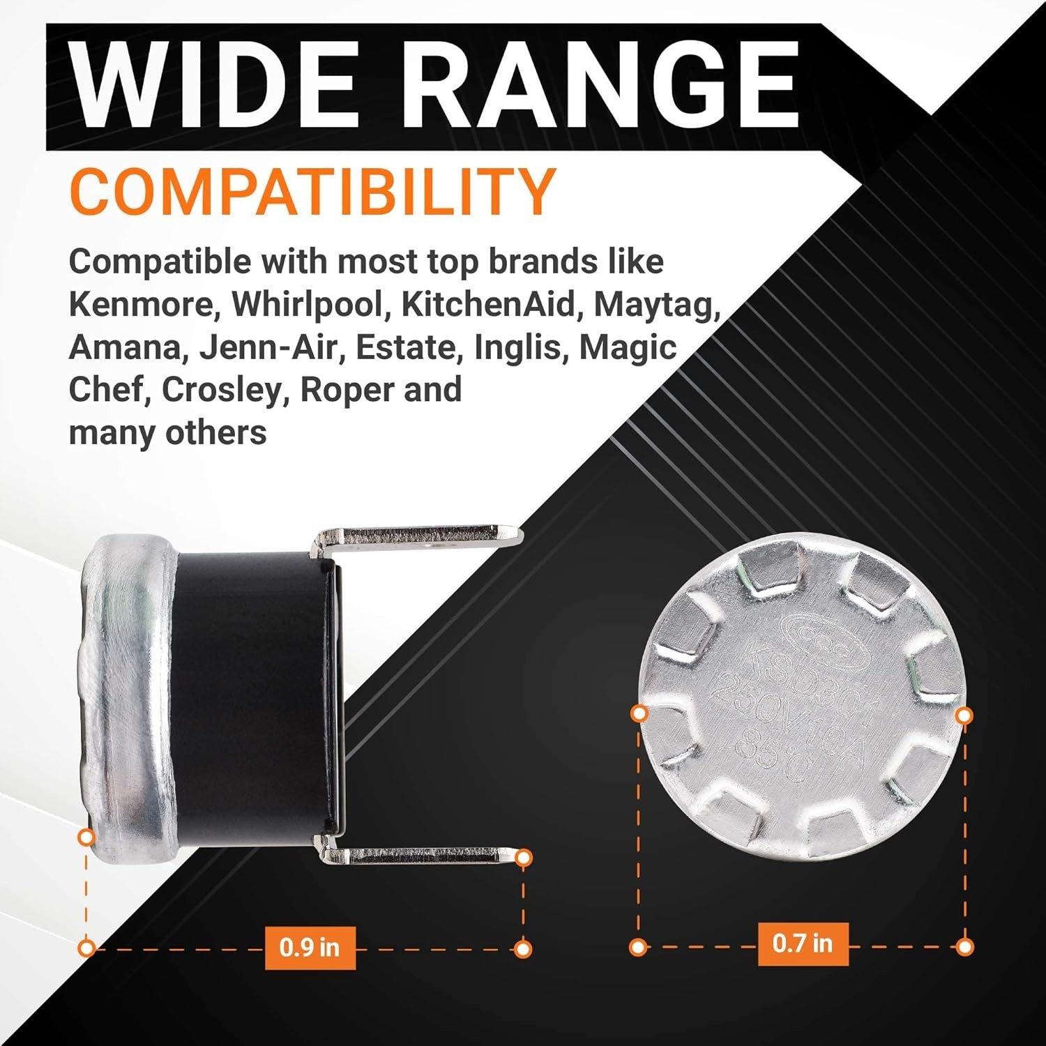 [Lifetime Warranty] 661566 Dishwasher High Limit Thermostat - Compatible with Whirlpool Kenmore KitchenAid Amana Maytag Dishwashers - Replaces WP661566 3371618 W10339474 AP6010246 PS11743423 - Pack of 2 image 5