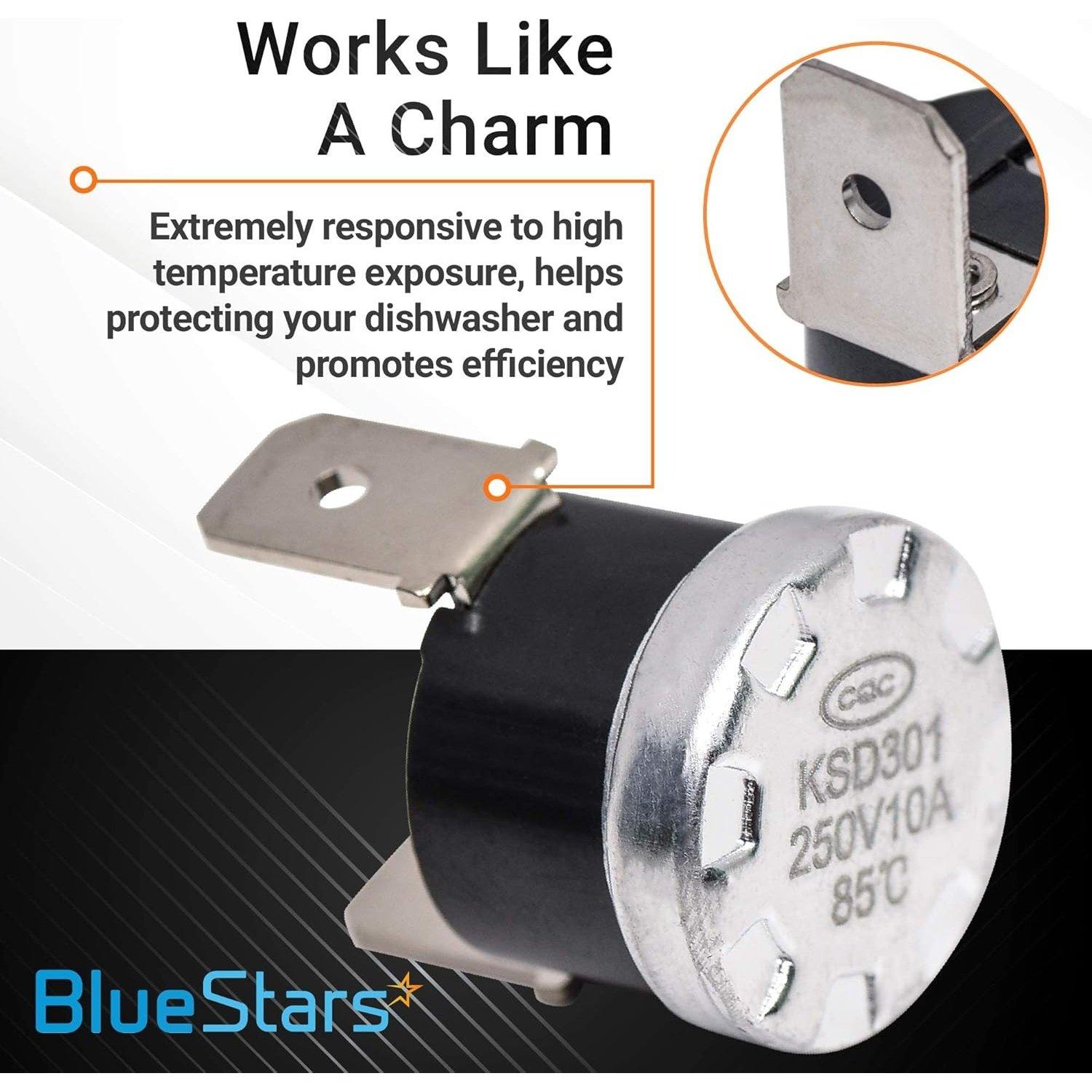 [Lifetime Warranty] 661566 Dishwasher High Limit Thermostat - Compatible with Whirlpool Kenmore KitchenAid Amana Maytag Dishwashers - Replaces WP661566 3371618 W10339474 AP6010246 PS11743423 - Pack of 2 image 1