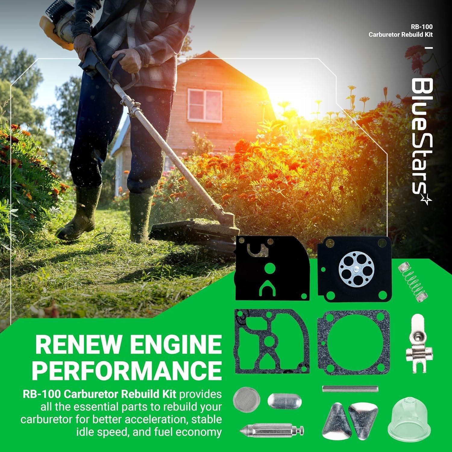 [Lifetime Warranty] RB-100 Carburetor Rebuild Kit with Primer Bulb image 1