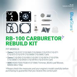 [Lifetime Warranty] RB-100 Carburetor Rebuild Kit with Primer Bulb thumbnail 2