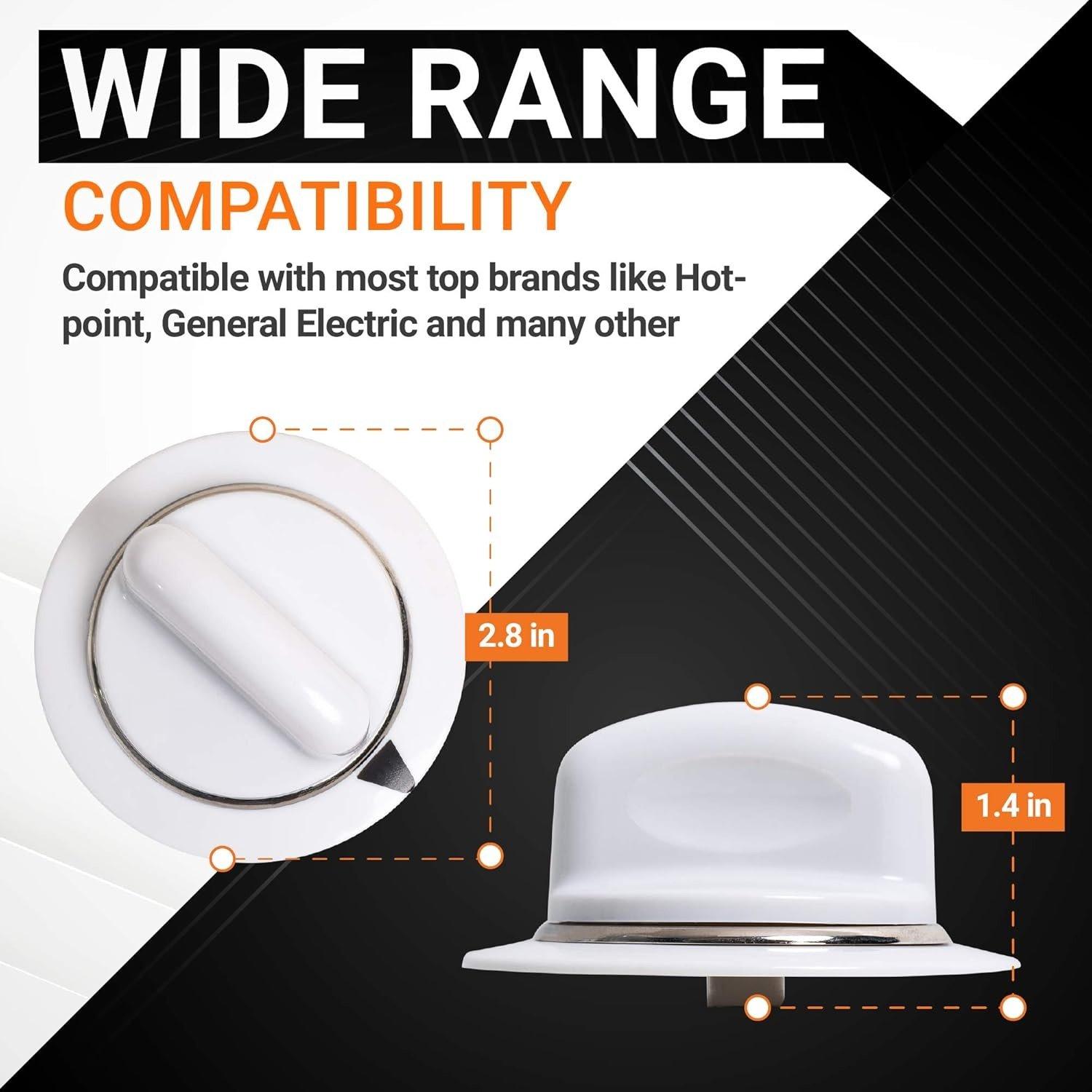 [Lifetime Warranty] WE1M654 Dryer Timer Knob with Metal Ring - Compatible with GE & Hotpoint Dryers - Replaces AP3995098 WE01M0443 WE1M443 - Pack of 3 image 1