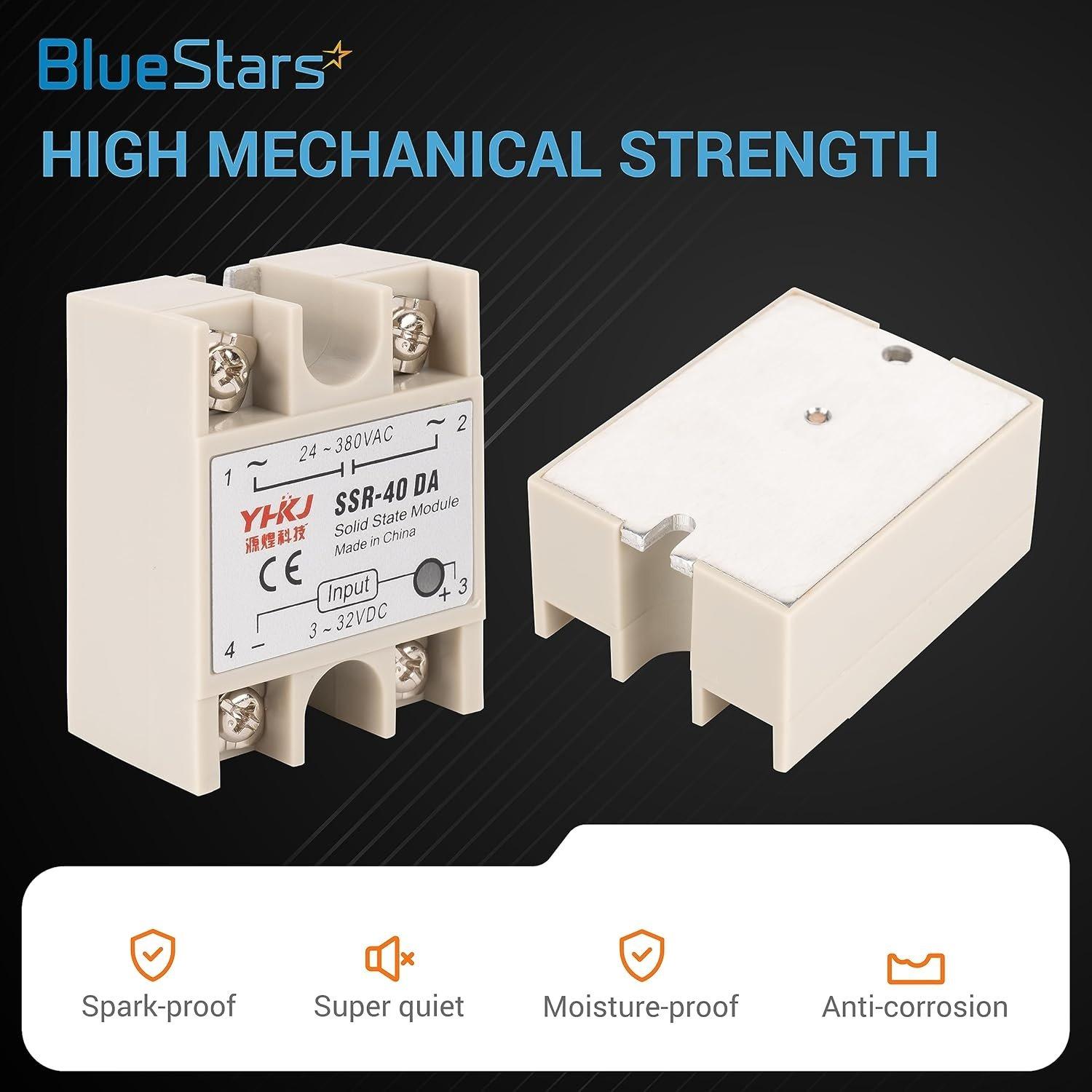 2PCS Solid State Relay SSR-40DA DC to AC Input 3-32VDC Output 24-380VAC 40A Single Phase Semi-Conductor Relay Module image 1