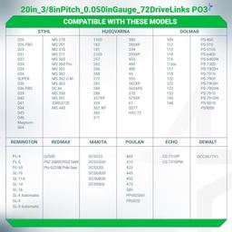 3 Packs 20-inch Chainsaw Chain 3/8" LP Pitch, 0.050" Gauge, 72 Drive Links thumbnail 4