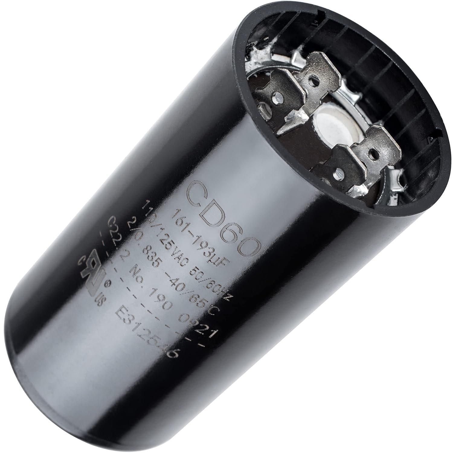 161-193 uF/MFD 125 VAC ±20% 50/60 Hz CD60 Round Motor Start Capacitor image 0