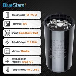161-193 uF/MFD 125 VAC ±20% 50/60 Hz CD60 Round Motor Start Capacitor thumbnail 2