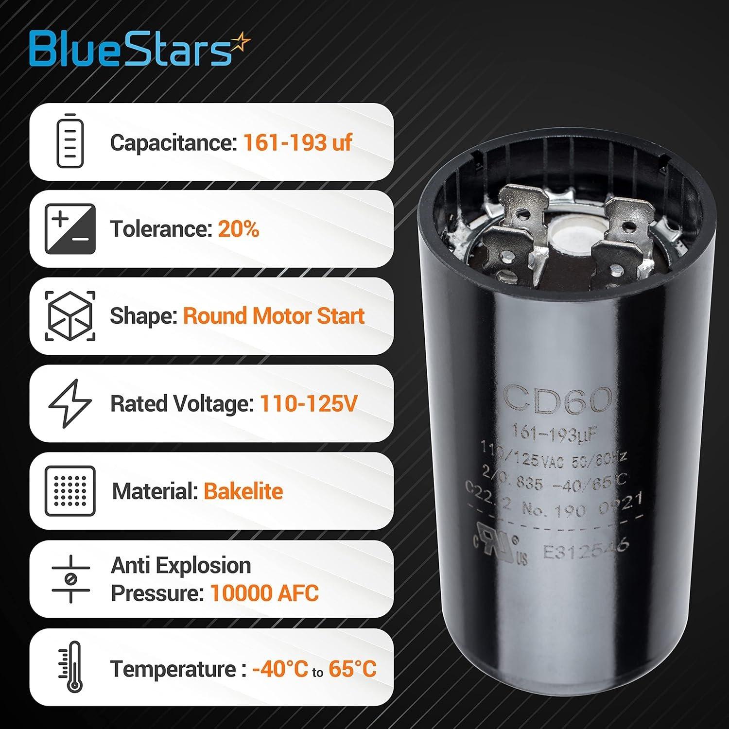 161-193 uF/MFD 125 VAC ±20% 50/60 Hz CD60 Round Motor Start Capacitor image 2