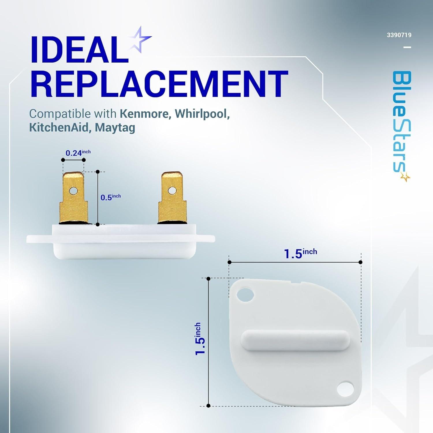 [Lifetime Warranty] 3390719 Dryer Thermal Fuse - Compatible with Whirlpool & Kenmore Dryers - Replaces PS11741444 AP3133489 688841 690198 279650 3389639 AP6008309 - Pack of 2 image 6