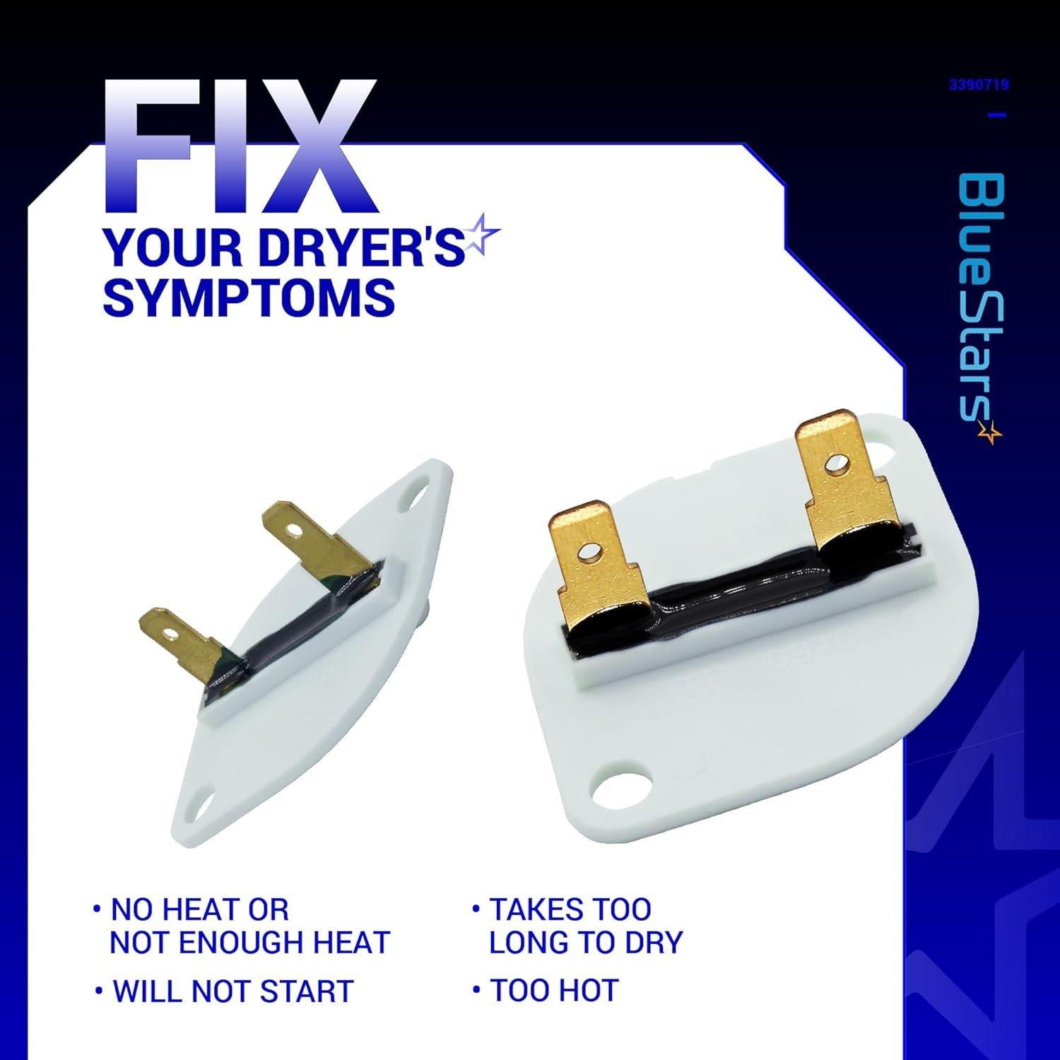 [Lifetime Warranty] 3390719 Dryer Thermal Fuse - Compatible with Whirlpool & Kenmore Dryers - Replaces PS11741444 AP3133489 688841 690198 279650 3389639 AP6008309 - Pack of 2 image 3