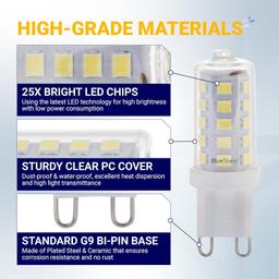 [Lifetime Warranty] G9 LED Bulbs, 4W (40W Equivalent), 6000K Daylight, Dimmable, No-Flicker - Pack of 10 thumbnail 3