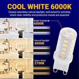 [Lifetime Warranty] G9 LED Bulbs, 4W (40W Equivalent), 6000K Daylight, Dimmable, No-Flicker - Pack of 10 thumbnail 6