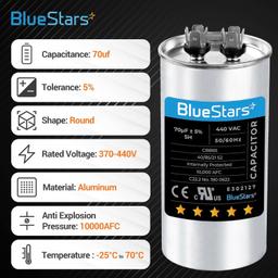 70 uF 370-440 VAC Volts ±5% Round Run Capacitor thumbnail 2