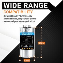 70 uF 370-440 VAC Volts ±5% Round Run Capacitor thumbnail 1