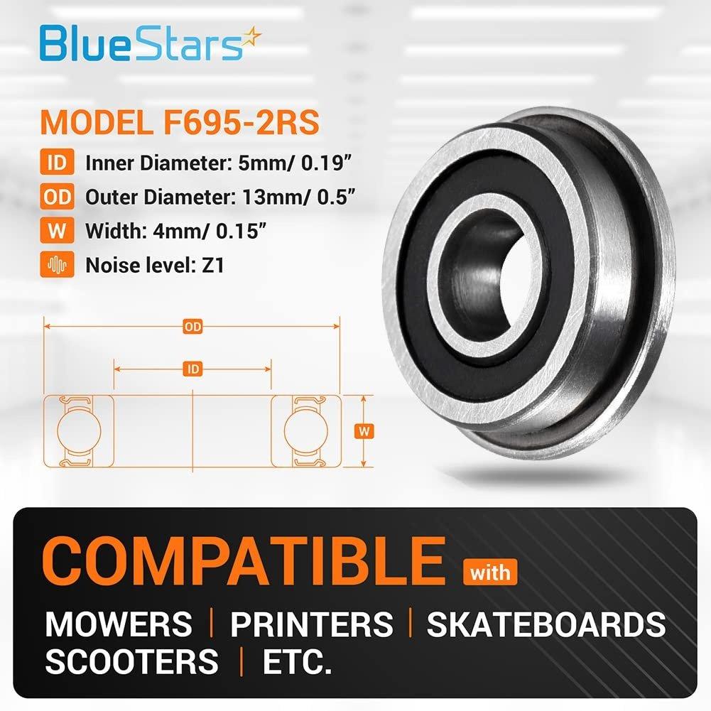 10 PCS F695-2RS Flanged Ball Bearing image 2