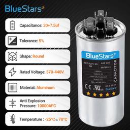 30+7.5 uF ±5% 30/7.5 MFD 370/440 VAC Dual Run Start Round Capacitor thumbnail 2