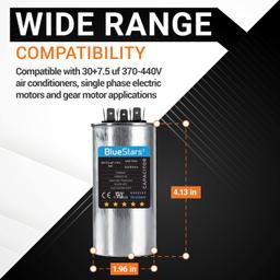 30+7.5 uF ±5% 30/7.5 MFD 370/440 VAC Dual Run Start Round Capacitor thumbnail 1