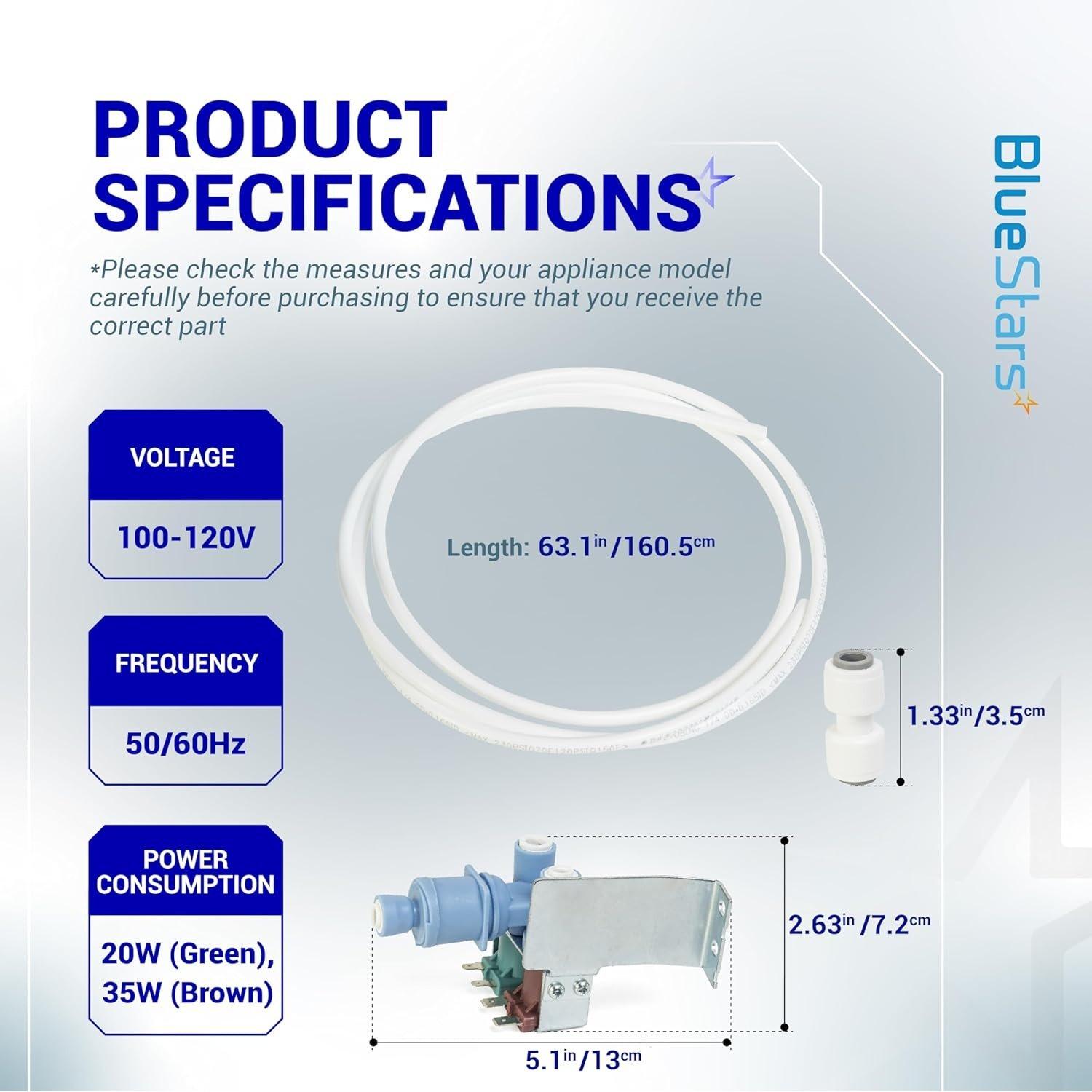 [Lifetime Warranty] W10408179 Water Inlet Valve for Refrigerator Kenmore Whirlpool KitchenAid - Replaces WPW10179146 W10155357 W10179146 WPW10179146VP W10408179 1938614 2186486 and more image 1