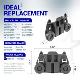 [Lifetime Warranty] W10195417 Dishwasher Lower Rack Wheels - Compatible with Kenmore Whirlpool KitchenAid Jenn-Air - Replaces AP4538395 PS2579553 WPW10195417 AH2579553 EA2579553 - Pack of 4 thumbnail 3