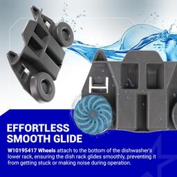 [Lifetime Warranty] W10195417 Dishwasher Lower Rack Wheels - Compatible with Kenmore Whirlpool KitchenAid Jenn-Air - Replaces AP4538395 PS2579553 WPW10195417 AH2579553 EA2579553 - Pack of 4 thumbnail 4