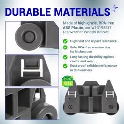 [Lifetime Warranty] W10195417 Dishwasher Lower Rack Wheels - Compatible with Kenmore Whirlpool KitchenAid Jenn-Air - Replaces AP4538395 PS2579553 WPW10195417 AH2579553 EA2579553 - Pack of 4 thumbnail 5