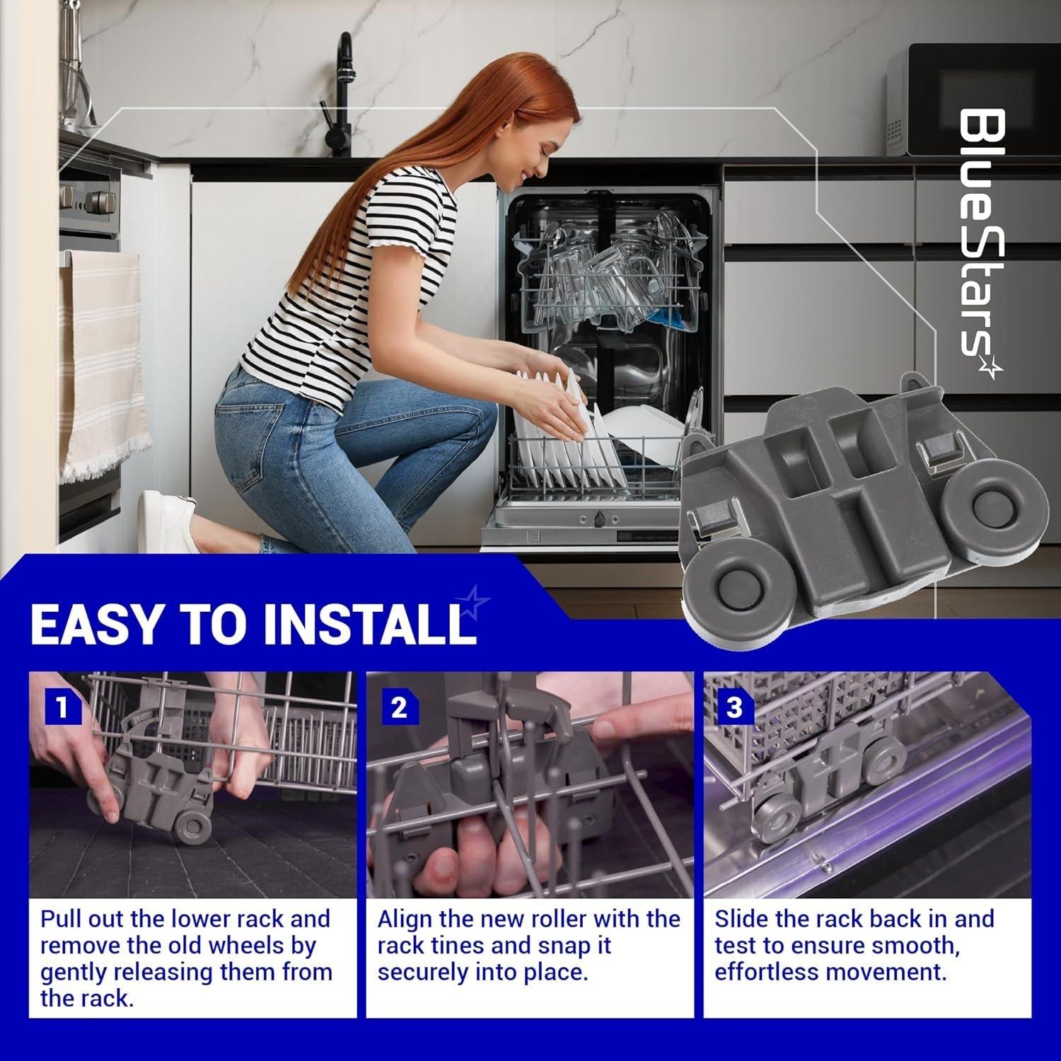 [Lifetime Warranty] W10195417 Dishwasher Lower Rack Wheels - Compatible with Kenmore Whirlpool KitchenAid Jenn-Air - Replaces AP4538395 PS2579553 WPW10195417 AH2579553 EA2579553 - Pack of 4 image 7